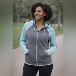 Nike Therma-Fit Zip Up Hoodie Aqua Blue Gray Size Small